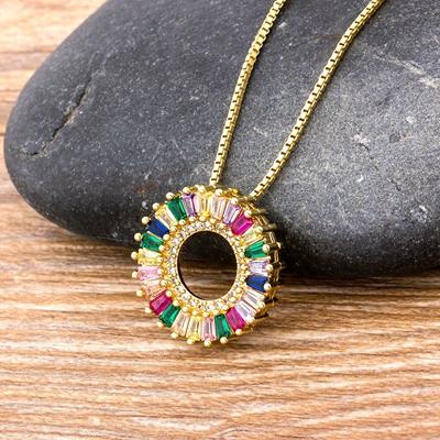 New Arrival Fashion Rainbow Luxury Copper CZ Crystal Round Pendant Necklace Factory Wholesale Charm Women Girls Chain Necklace
New Arrival Fashion Rainbow Luxury Copper CZ Crystal Round Pendant Necklace Factory Wholesale Charm Women Girls Chain Necklace
