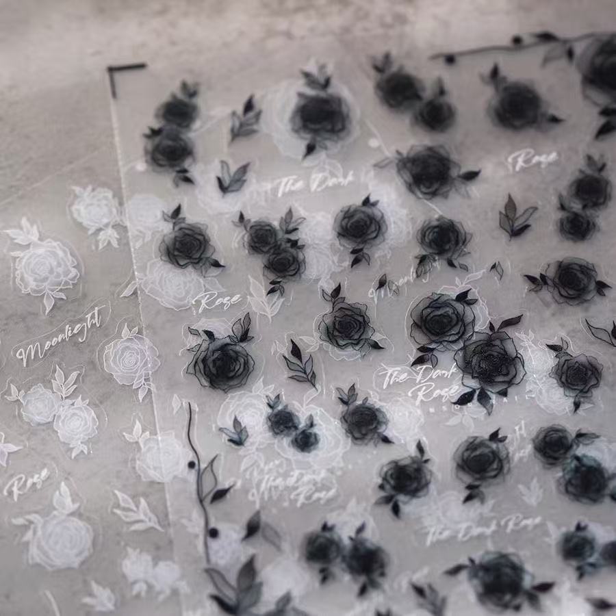 Black and White Translucent Rose Flower Manicure Sticker Waterproof Glue Nail Sticker DI Decorative Appliqué Ornament Sticker T176 - Hand painted rose, black
Black and White Translucent Rose Flower Manicure Sticker Waterproof Glue Nail Sticker DI Decorative Appliqué Ornament Sticker T176 - Hand painted rose, black