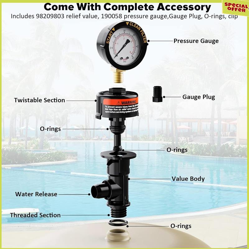 A34R 98209800 Pool Filter Pressure Gauge, Manual Bleed Valve Release Valve For Pool And Spa Filters 98209803 Easy Install Easy T чёрный
A34R 98209800 Pool Filter Pressure Gauge, Manual Bleed Valve Release Valve For Pool And Spa Filters 98209803 Easy Install Easy T чёрный