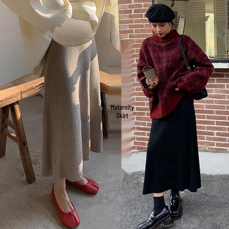 Maternity High-Waisted Cashmere A-Line Midi Skirt - Winter Slimming Knit Outerwear M
Maternity High-Waisted Cashmere A-Line Midi Skirt - Winter Slimming Knit Outerwear M