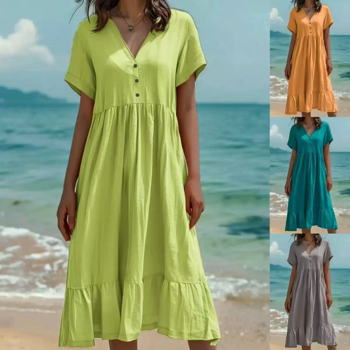 Women s V-Neck Short Sleeve Floral Ruffle Hem Casual Dress (Green, Orange, Teal, Gray) 3XL сірий колір
Women s V-Neck Short Sleeve Floral Ruffle Hem Casual Dress (Green, Orange, Teal, Gray) 3XL сірий колір