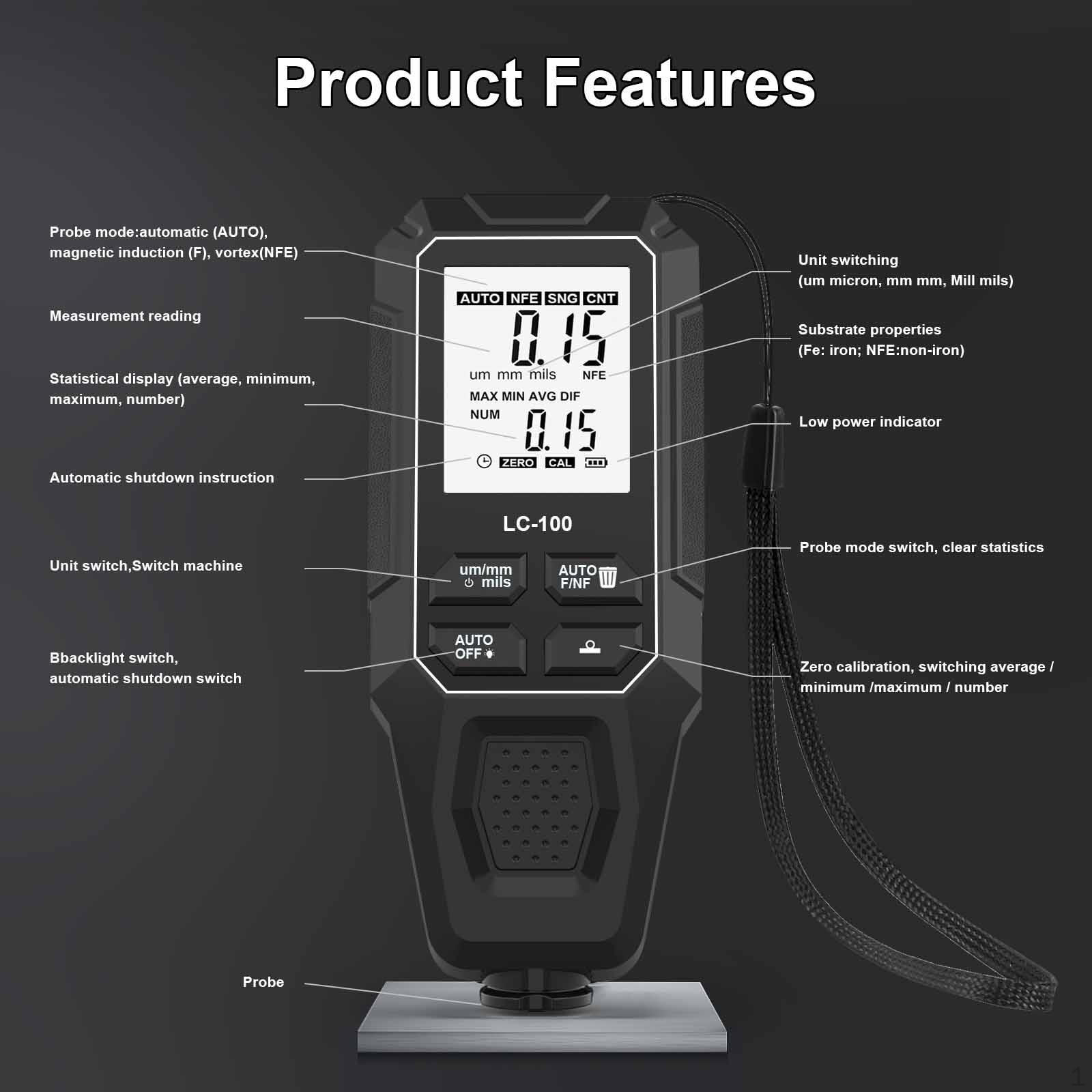 Automotive Paint Thickness Measuring Tool with Digital Display, for Garage And Industrial Workshop. чёрный
Automotive Paint Thickness Measuring Tool with Digital Display, for Garage And Industrial Workshop. чёрный