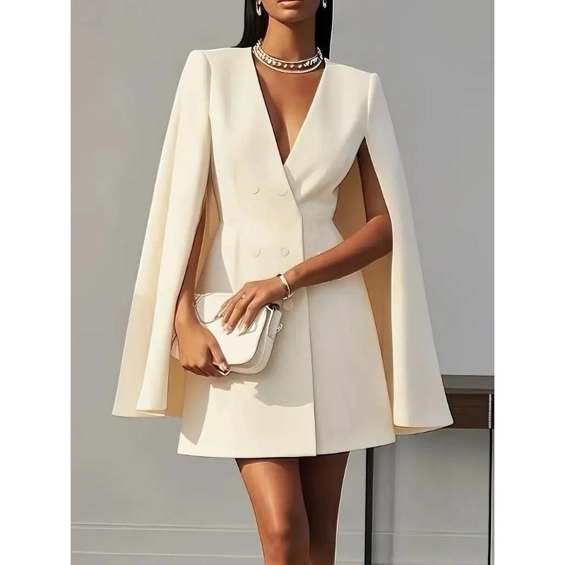 women s Cape Sleeve Double Breasted Solid Blazer Dress Elegant Commuter Mini Dress Formal Party Tunic Dress S абрикосовый
women s Cape Sleeve Double Breasted Solid Blazer Dress Elegant Commuter Mini Dress Formal Party Tunic Dress S абрикосовый