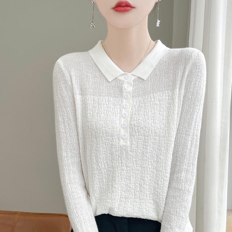 Spring Thin Knit Long Sleeve Women s Loose Pullover with POLO Collar XXL (suitable for 135-155 lbs)
Spring Thin Knit Long Sleeve Women s Loose Pullover with POLO Collar XXL (suitable for 135-155 lbs)