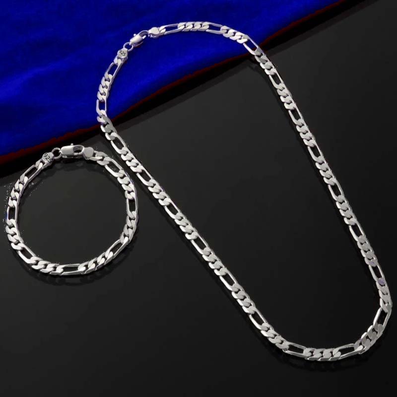 Silver-Plated 4MM Chain Necklace & Bracelet Set - Fashionable Two-Piece Set - 40 cm necklace & 20 cm bracelet
Silver-Plated 4MM Chain Necklace & Bracelet Set - Fashionable Two-Piece Set - 40 cm necklace & 20 cm bracelet
