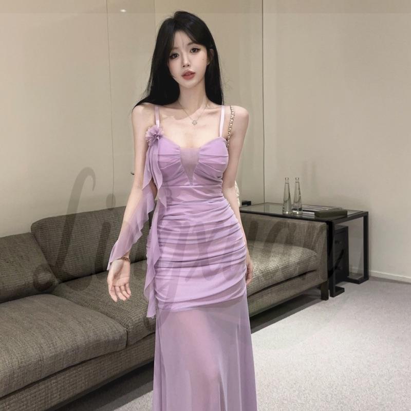 Sexy Mesh Low-Cut Camisole Long Dress Large фіолетовий
Sexy Mesh Low-Cut Camisole Long Dress Large фіолетовий