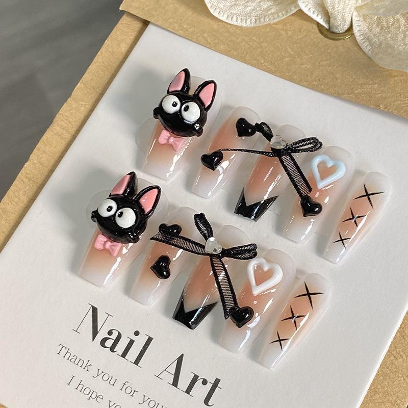 Stylish Black Cat Cartoon French Bow Fake Nails - Removable Nail Art Patches Black Cat M
Stylish Black Cat Cartoon French Bow Fake Nails - Removable Nail Art Patches Black Cat M