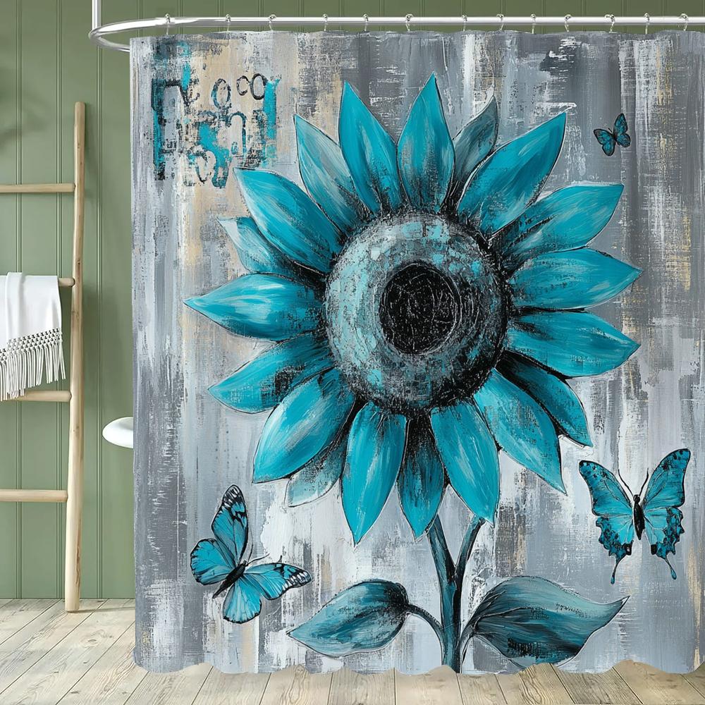 Blue Sunflower Flowers And Butterflies Shower Curtain Partition Hanging Curtain With Hooks Washable Home Decoration Curtain W60H190(CM)-1 Pcs
Blue Sunflower Flowers And Butterflies Shower Curtain Partition Hanging Curtain With Hooks Washable Home Decoration Curtain W60H190(CM)-1 Pcs