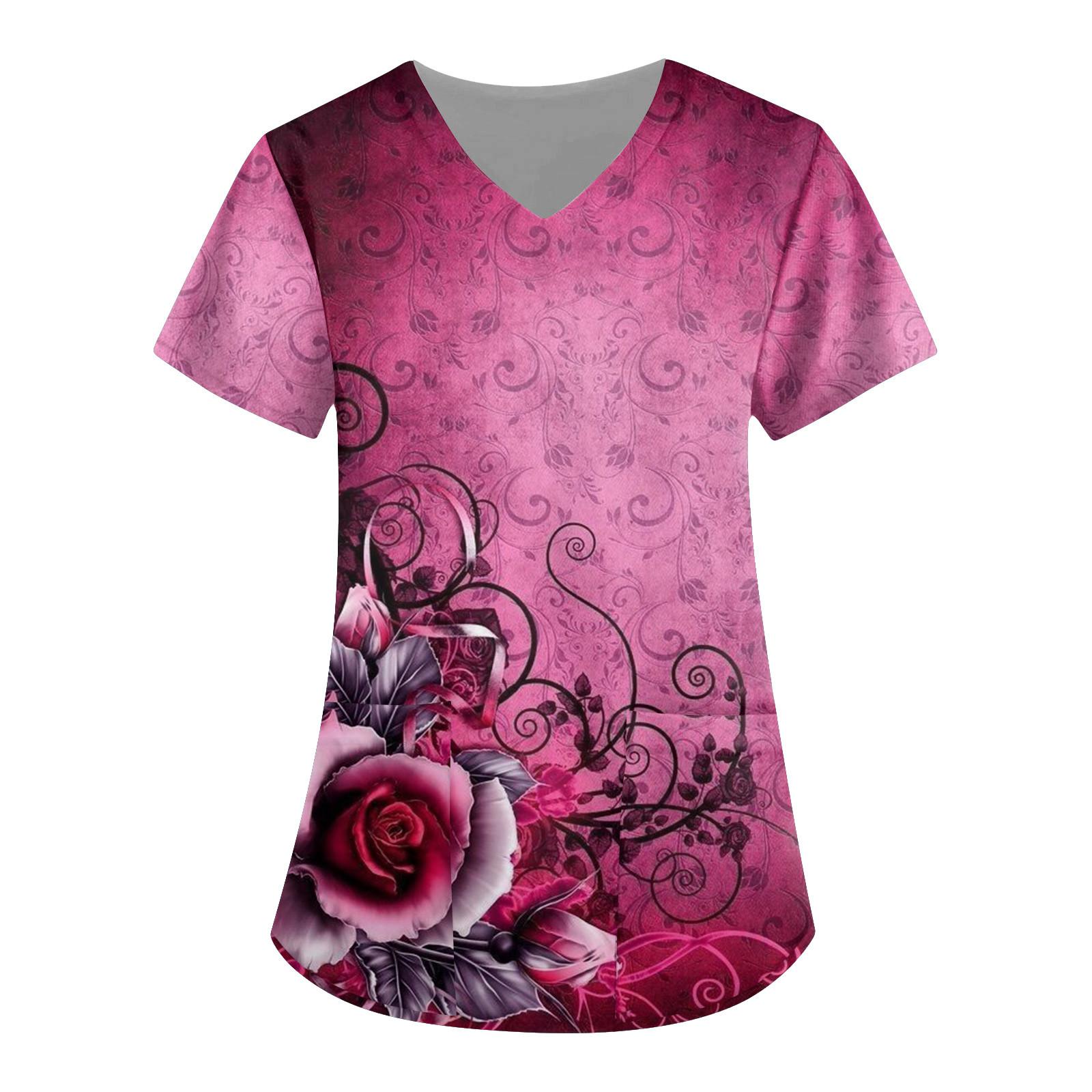 Жіночий модний робочий одяг з V-подібним вирізом і короткими рукавами з принтованими кишенями Літні жіночі топи XL винний
Жіночий модний робочий одяг з V-подібним вирізом і короткими рукавами з принтованими кишенями Літні жіночі топи XL винний