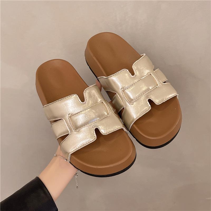2025 summer slippers fashionable women s platform new comfortable slippers cool outside wear leather casual vacation beach shoes 40 золотой
2025 summer slippers fashionable women s platform new comfortable slippers cool outside wear leather casual vacation beach shoes 40 золотой