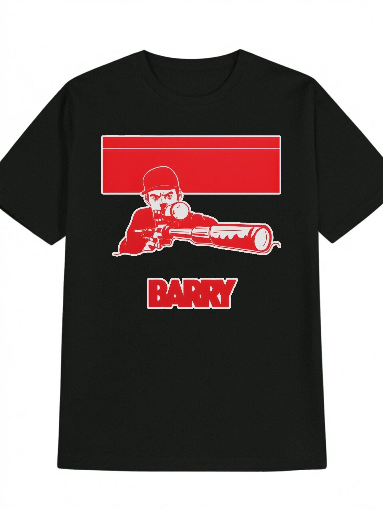 Casual Crew Neck T-shirt with BARRY Graphic Print - Black Summer Tee S
Casual Crew Neck T-shirt with BARRY Graphic Print - Black Summer Tee S