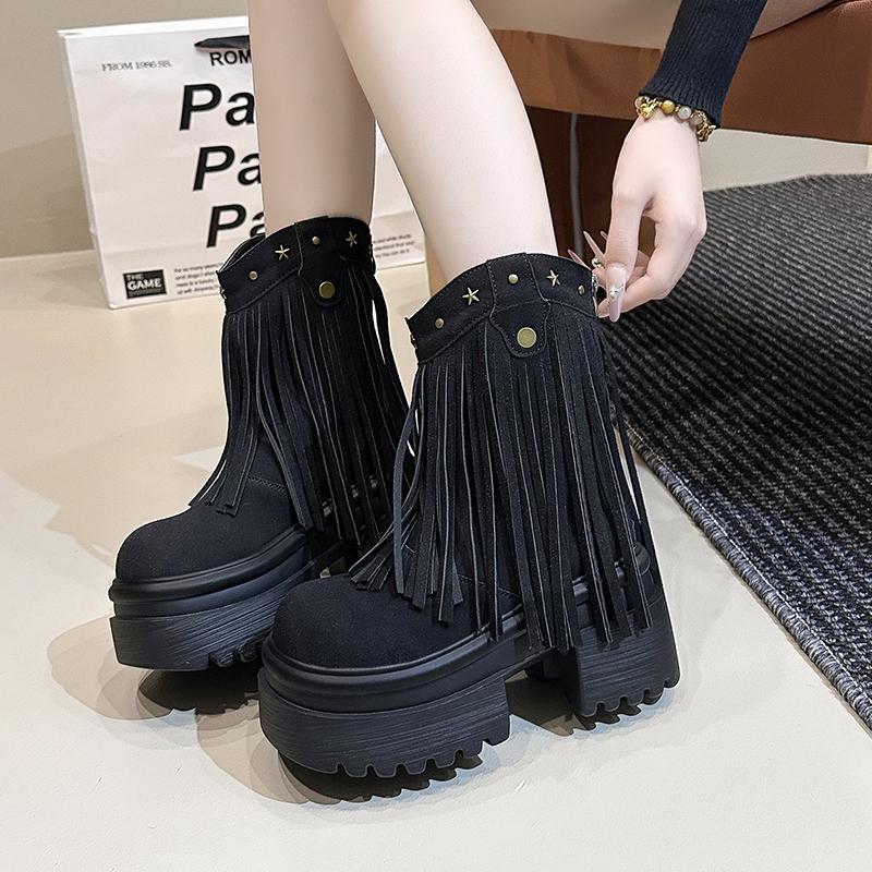 Женские туфли на высоком каблуке с кисточками 9 см Толстая платформа Короткие ботинки Кожаная массивная обувь Женские осенне-зимние ботинки на платформе Мотоциклетные ботинки Ботас 34 чёрный
Женские туфли на высоком каблуке с кисточками 9 см Толстая платформа Короткие ботинки Кожаная массивная обувь Женские осенне-зимние ботинки на платформе Мотоциклетные ботинки Ботас 34 чёрный