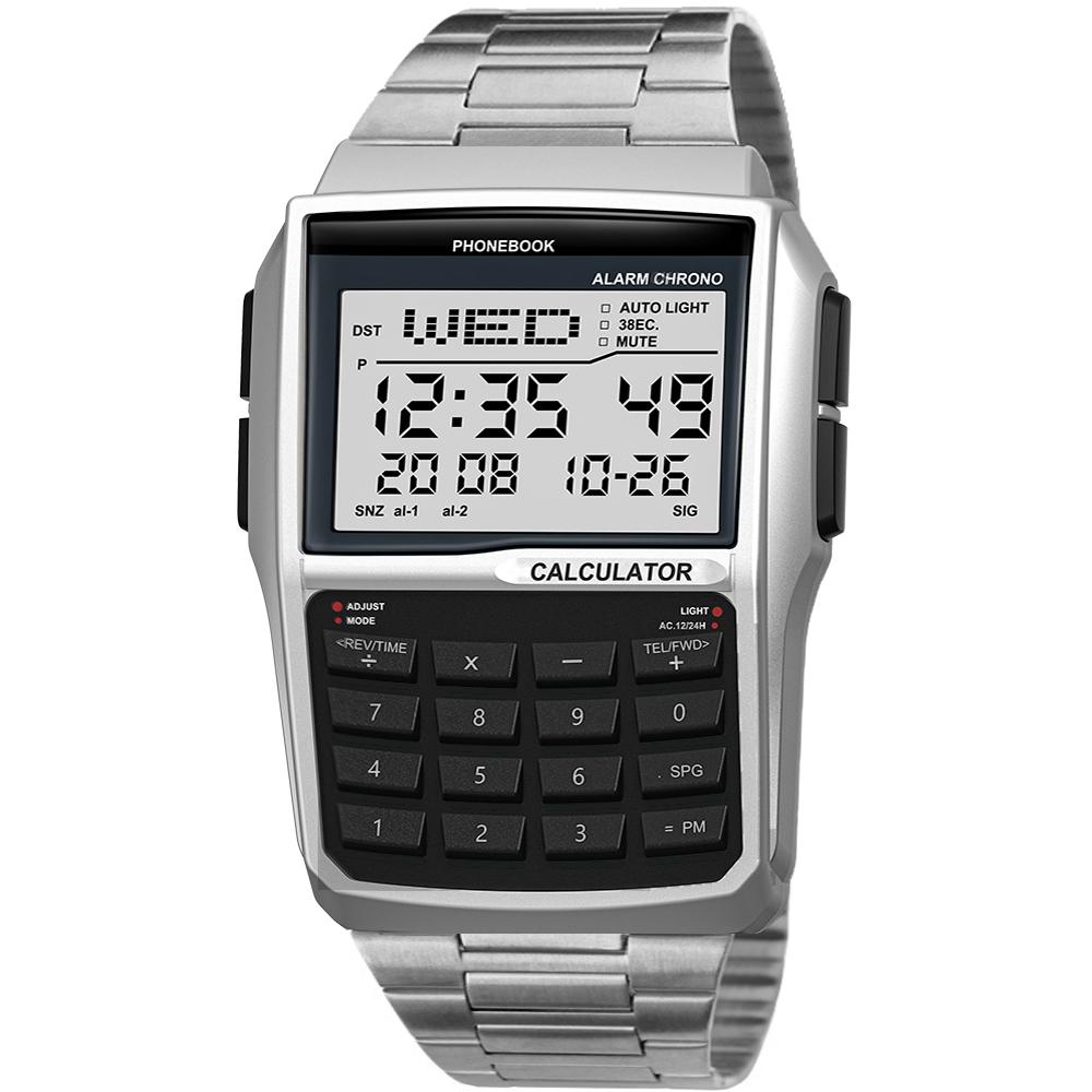 Computer Style Luxury Fashion Stainless Steel Multifunctional Calculator Watch Led Night Light Watch Men s Alloy Watch
Computer Style Luxury Fashion Stainless Steel Multifunctional Calculator Watch Led Night Light Watch Men s Alloy Watch