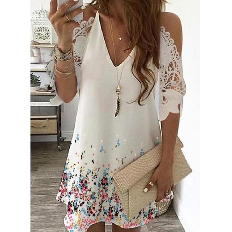 Off Shoulder Floral Print Midi Dress V Neck Lace Half Sleeves Women Casual Party Dress Plus Size S белый
Off Shoulder Floral Print Midi Dress V Neck Lace Half Sleeves Women Casual Party Dress Plus Size S белый