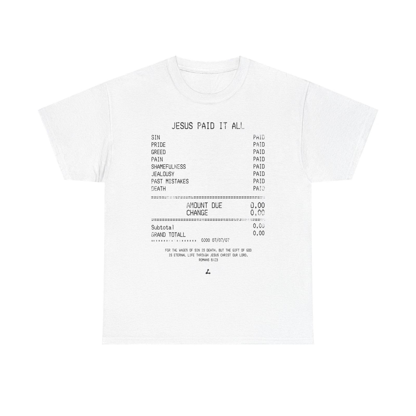 JESUS PAID IT ALL TEE Street style casual wear - cotton short-sleeved top S
JESUS PAID IT ALL TEE Street style casual wear - cotton short-sleeved top S