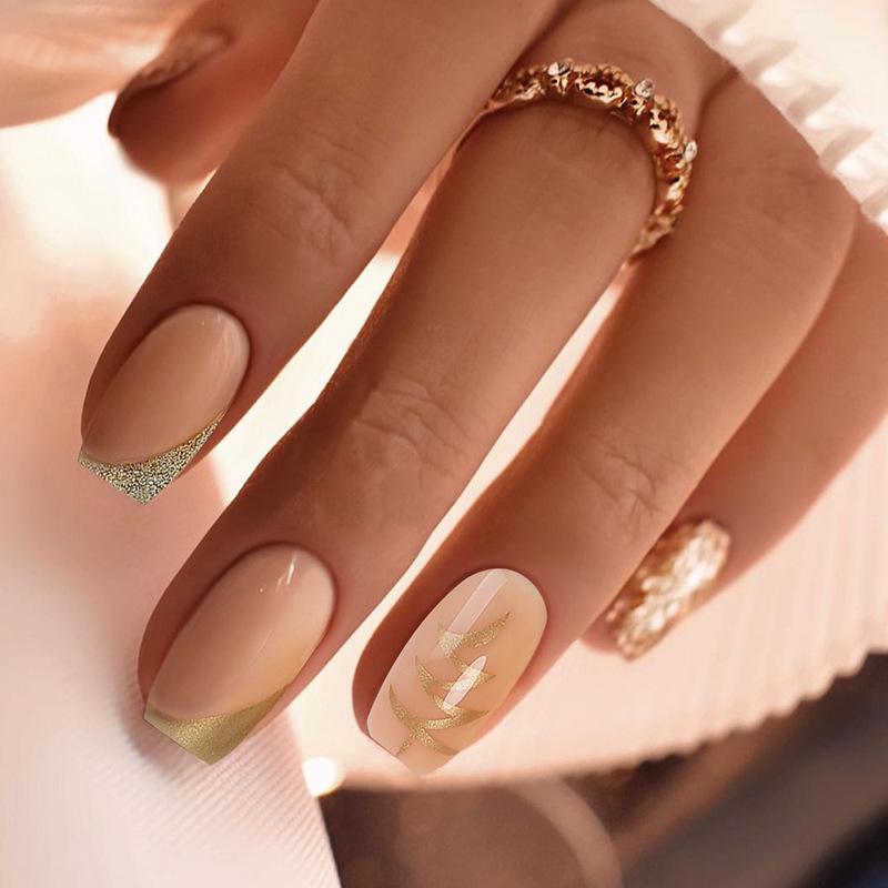 Cross-Border Wearable Almond Nail Tips - Nude Light Brown & Glitter for Autumn/Winter
Cross-Border Wearable Almond Nail Tips - Nude Light Brown & Glitter for Autumn/Winter