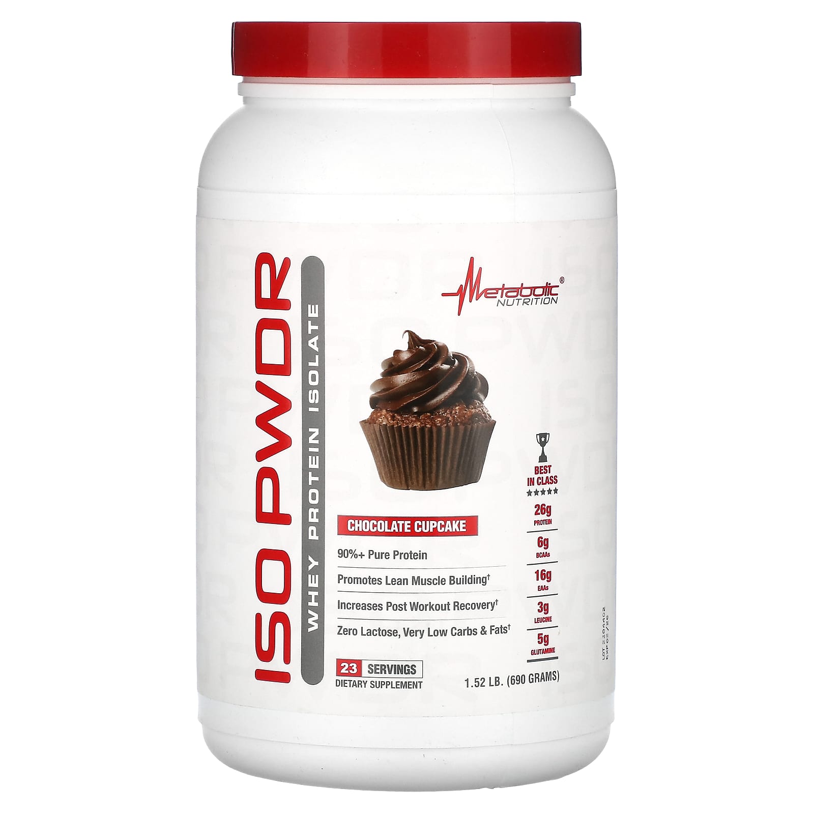 Metabolic Nutrition, ISOpwdr, whey protein isolate, chocolate cupcake, 1.52 lb (690 g)
Metabolic Nutrition, ISOpwdr, whey protein isolate, chocolate cupcake, 1.52 lb (690 g)