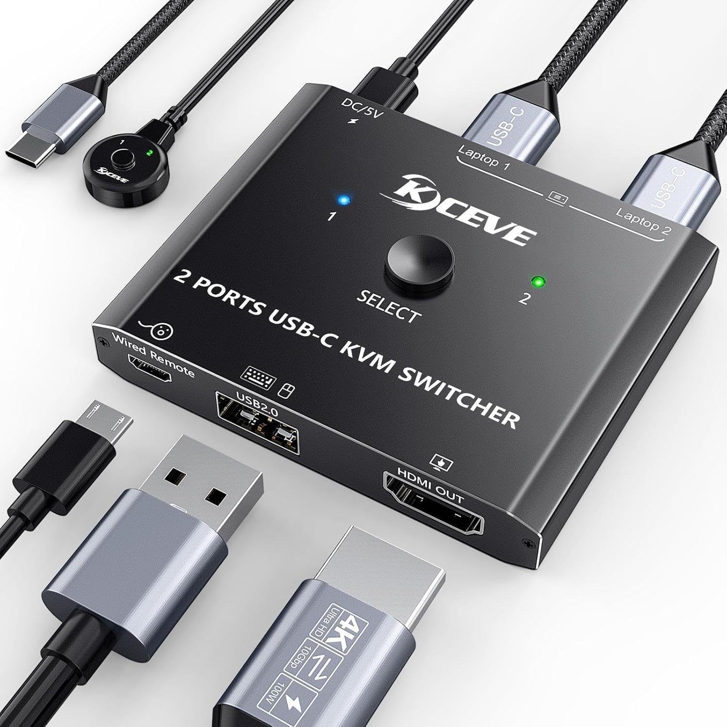 KCEVE USB C to HDMI KVM Switch 2 inputs 1 output KVM switch HDMI display Share monitor with 2 PCs EDID function Supports USB docking station
KCEVE USB C to HDMI KVM Switch 2 inputs 1 output KVM switch HDMI display Share monitor with 2 PCs EDID function Supports USB docking station
