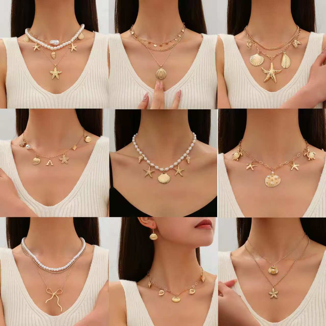 New Beaded Necklace Beach Imitation Pearl Necklace Female Starfish Shell Vintage Vacation Ladies Necklace
New Beaded Necklace Beach Imitation Pearl Necklace Female Starfish Shell Vintage Vacation Ladies Necklace