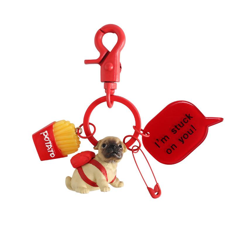 Щенок Цепь Автомобиль Брелок Женский Смола Пара Брелок Школьный мешок Подвески