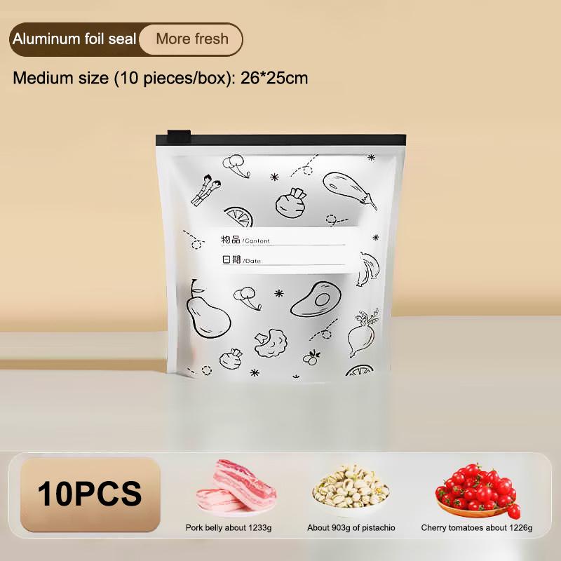 10 шт./пакет Герметичный, подходит для заморозки, кухонный пакет для свежести, большой вместимости, из алюминиевой фольги, пакет для еды, для сохранения свежести, многоразовый пакет с застежкой-молнией
10 шт./пакет Герметичный, подходит для заморозки, кухонный пакет для свежести, большой вместимости, из алюминиевой фольги, пакет для еды, для сохранения свежести, многоразовый пакет с застежкой-молнией