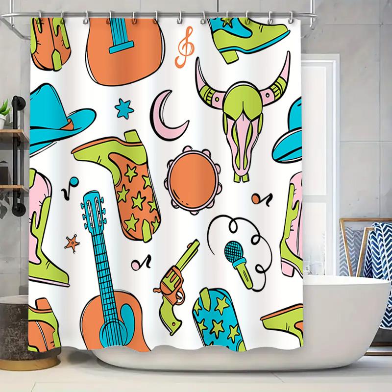 Colorful Bohemian Shower Curtain Country Music Decor For Bathroom, Cowboy Boots Guitar Star Pattern (180 X 245Cm) Free Shipping W60H190(CM)-1 Pcs
Colorful Bohemian Shower Curtain Country Music Decor For Bathroom, Cowboy Boots Guitar Star Pattern (180 X 245Cm) Free Shipping W60H190(CM)-1 Pcs