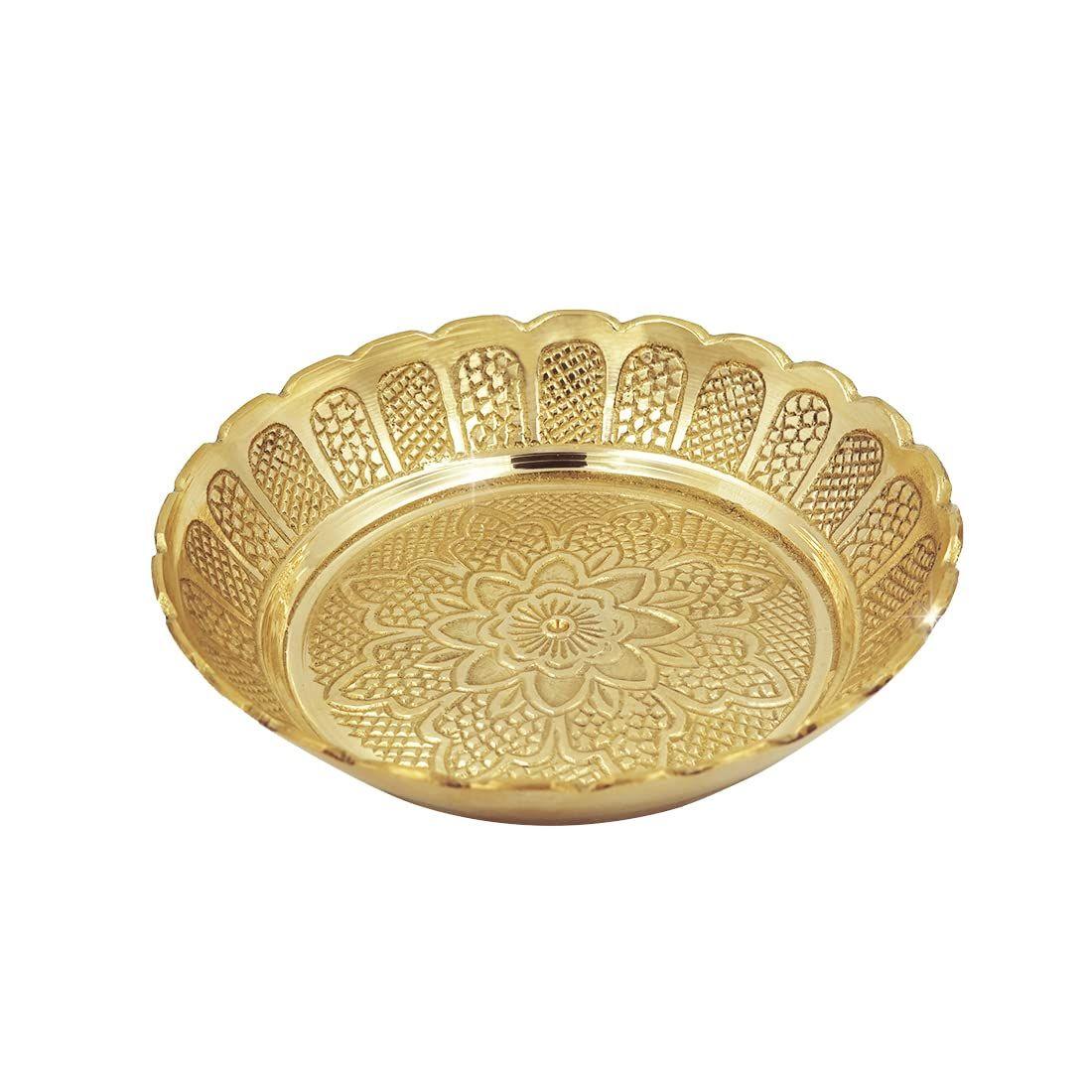 Handmade Brass Puja Thali with Floral Embossed Design | Bhog Plate for Pooja Mandir | Puja Essentials for Home Mandir – 4.41 Inch
Handmade Brass Puja Thali with Floral Embossed Design | Bhog Plate for Pooja Mandir | Puja Essentials for Home Mandir – 4.41 Inch