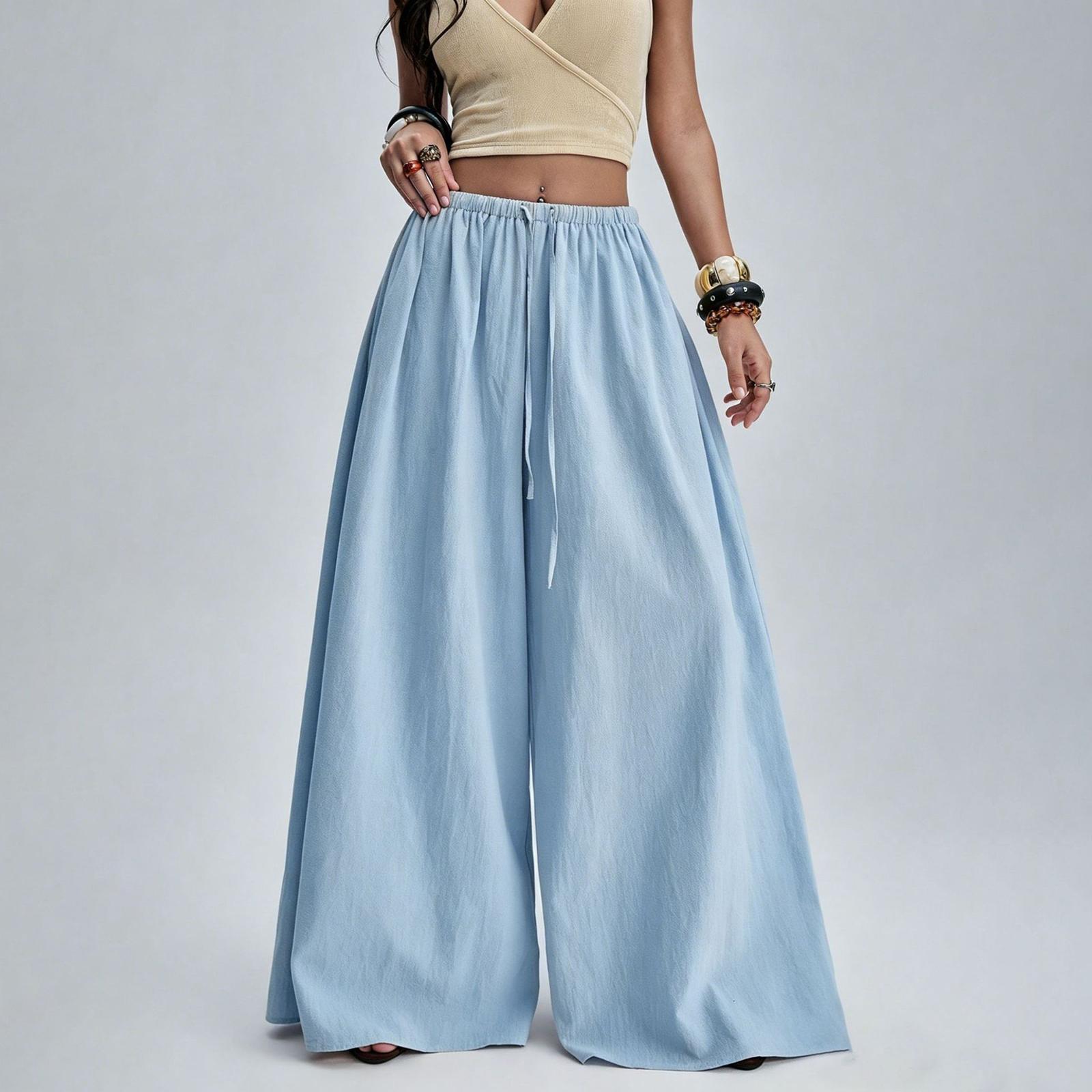 Women Wide Leg Pants Drawstring Waist Casual Loose Fit Trousers Long Pants Comfortable Lightweight Fabric S
Women Wide Leg Pants Drawstring Waist Casual Loose Fit Trousers Long Pants Comfortable Lightweight Fabric S