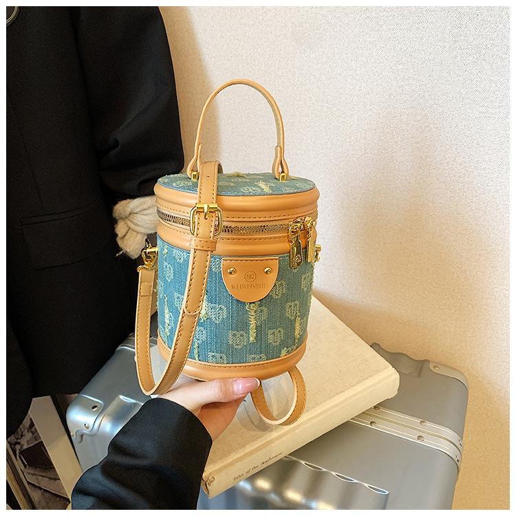 Сумка модная портативная маленькая сумка-ведро женская мода диагональная через плечо новая высококачественная текстура нишевая одноплечевая кроссбоди синий