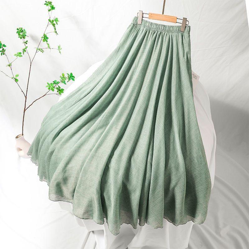 Summer Double-Layer Linen Cotton Midi Skirt for Women - Bohemian Vintage High-Waist Asymmetric Flowy Full Flared Long Skirt one size
Summer Double-Layer Linen Cotton Midi Skirt for Women - Bohemian Vintage High-Waist Asymmetric Flowy Full Flared Long Skirt one size