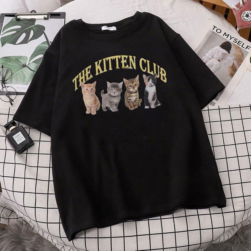 Лето Kawaii The Kitten Club Женская футболка Уличная одежда Белый Хлопок Короткий рукав Femme Oversize Graphic Tee Cute Grunge Tops
Лето Kawaii The Kitten Club Женская футболка Уличная одежда Белый Хлопок Короткий рукав Femme Oversize Graphic Tee Cute Grunge Tops