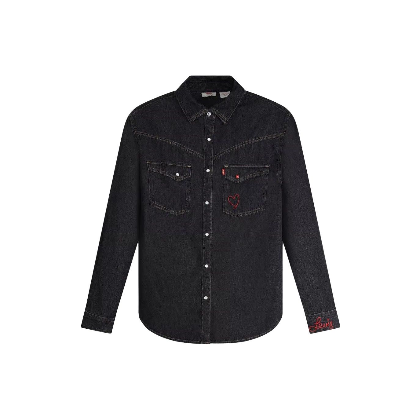 Levis 90-е Винтажная Серия Принтованная Однобортная Джинсовая Куртка Женские куртки Черный A1743-0021 S