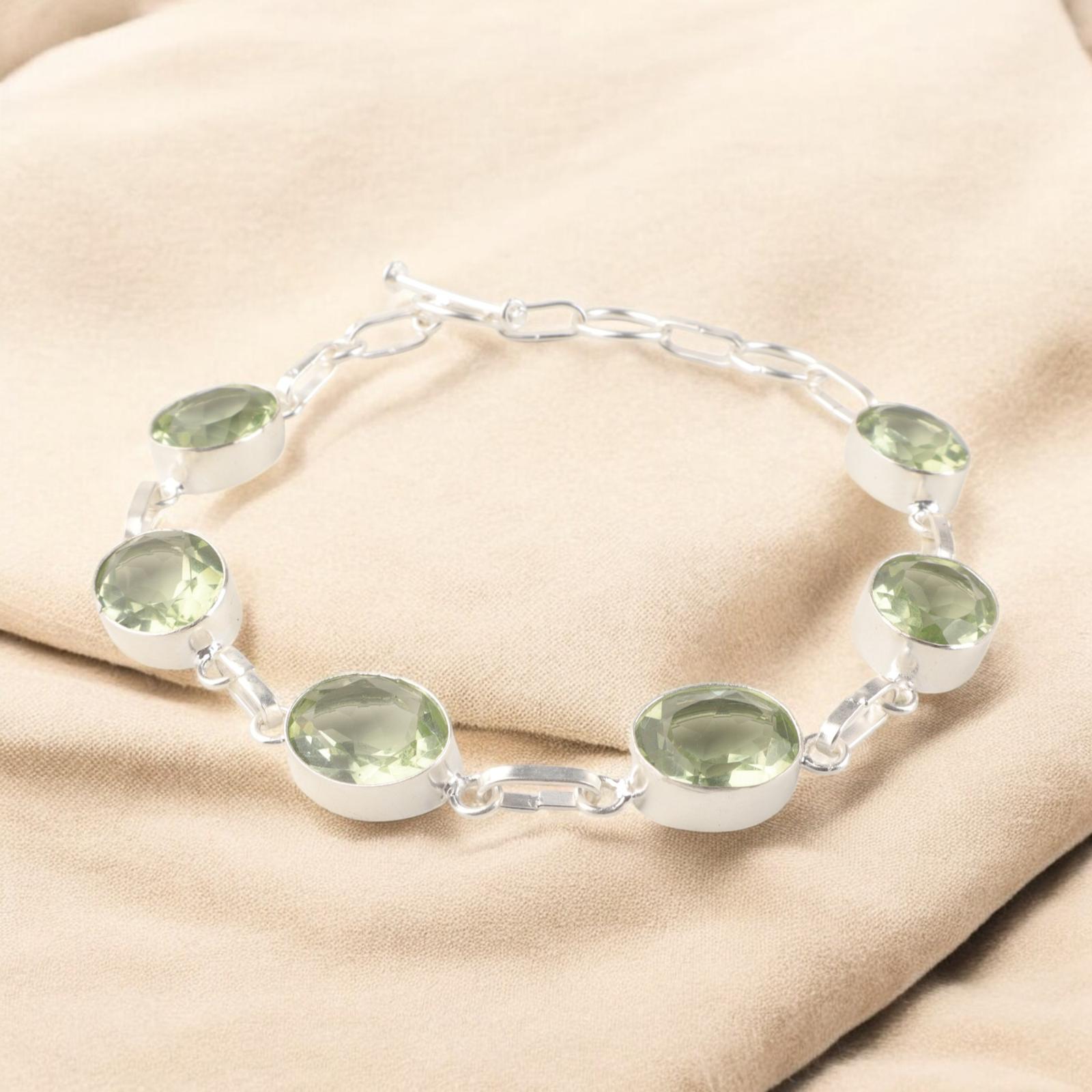 Green Amethyst Gemstone 925 Sterling Silver Handmade Bracelet Jewelry For Women RB-5-18
Green Amethyst Gemstone 925 Sterling Silver Handmade Bracelet Jewelry For Women RB-5-18