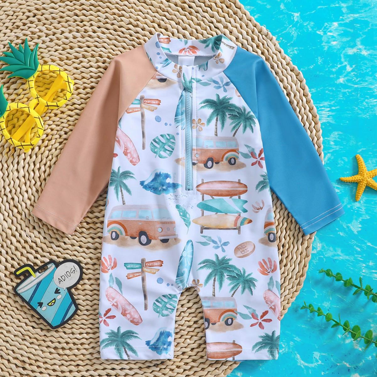 Color-Blocked Long-Sleeve One-Piece Swimsuit for Infants 18-24 Months небо синє кольору
Color-Blocked Long-Sleeve One-Piece Swimsuit for Infants 18-24 Months небо синє кольору