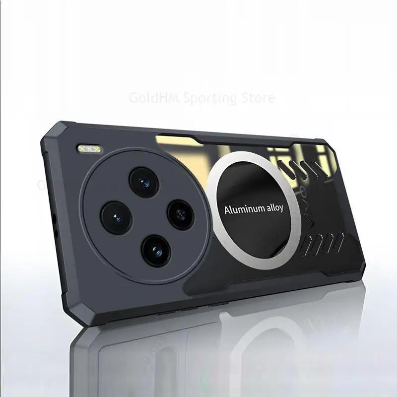 Чехлы для Vivo X100 Pro 5G Охлаждающий теплоотвод Магнитный прозрачный чехол для VIVO X Note X90S X80 X100 Pro Для Magsafe Magsafing Акриловый чехол For Vivo X Note чёрный