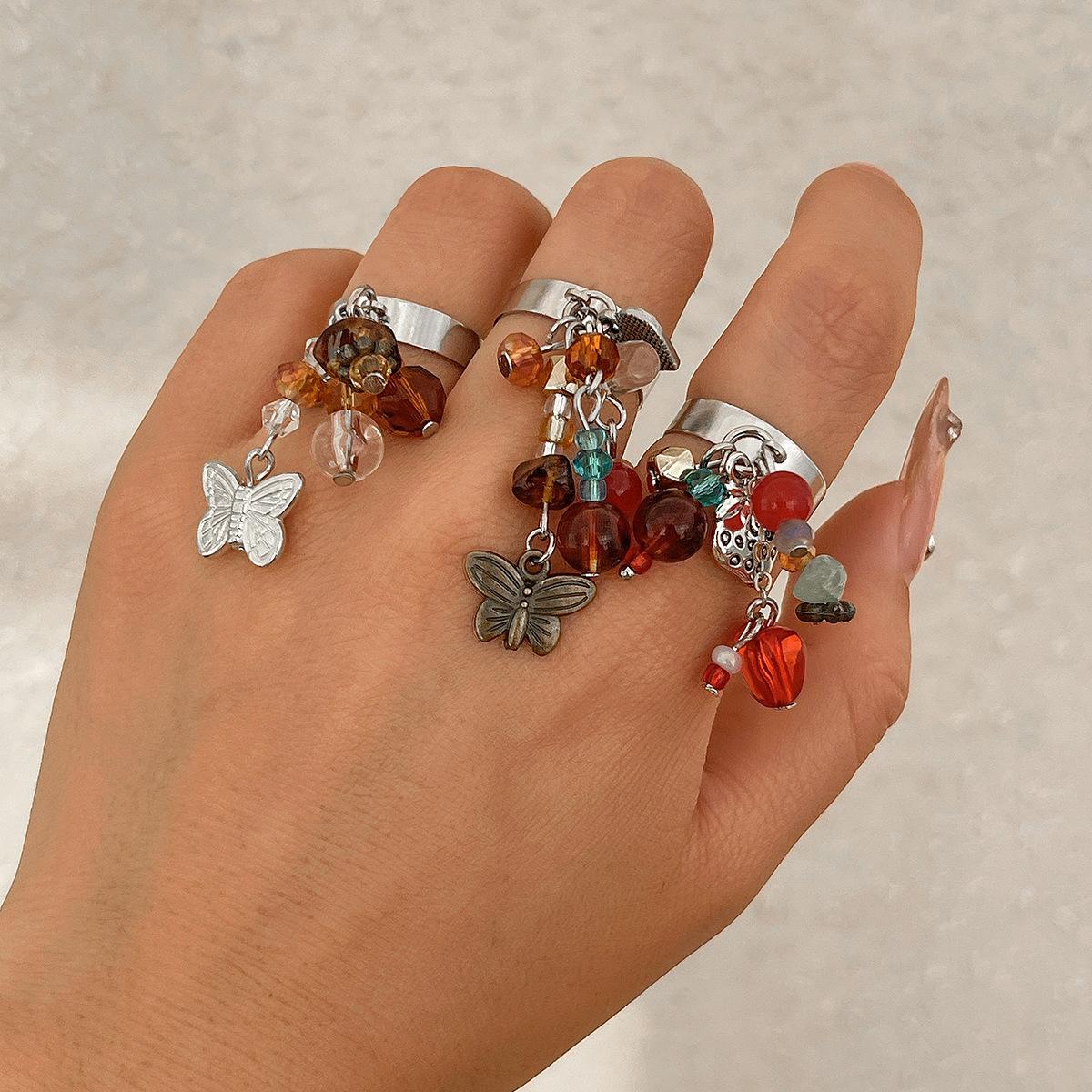 Accessories, Pastoral Vacation Heart Butterfly Tassel Ring, Gravel Bow Open Ring Jewelry
Accessories, Pastoral Vacation Heart Butterfly Tassel Ring, Gravel Bow Open Ring Jewelry