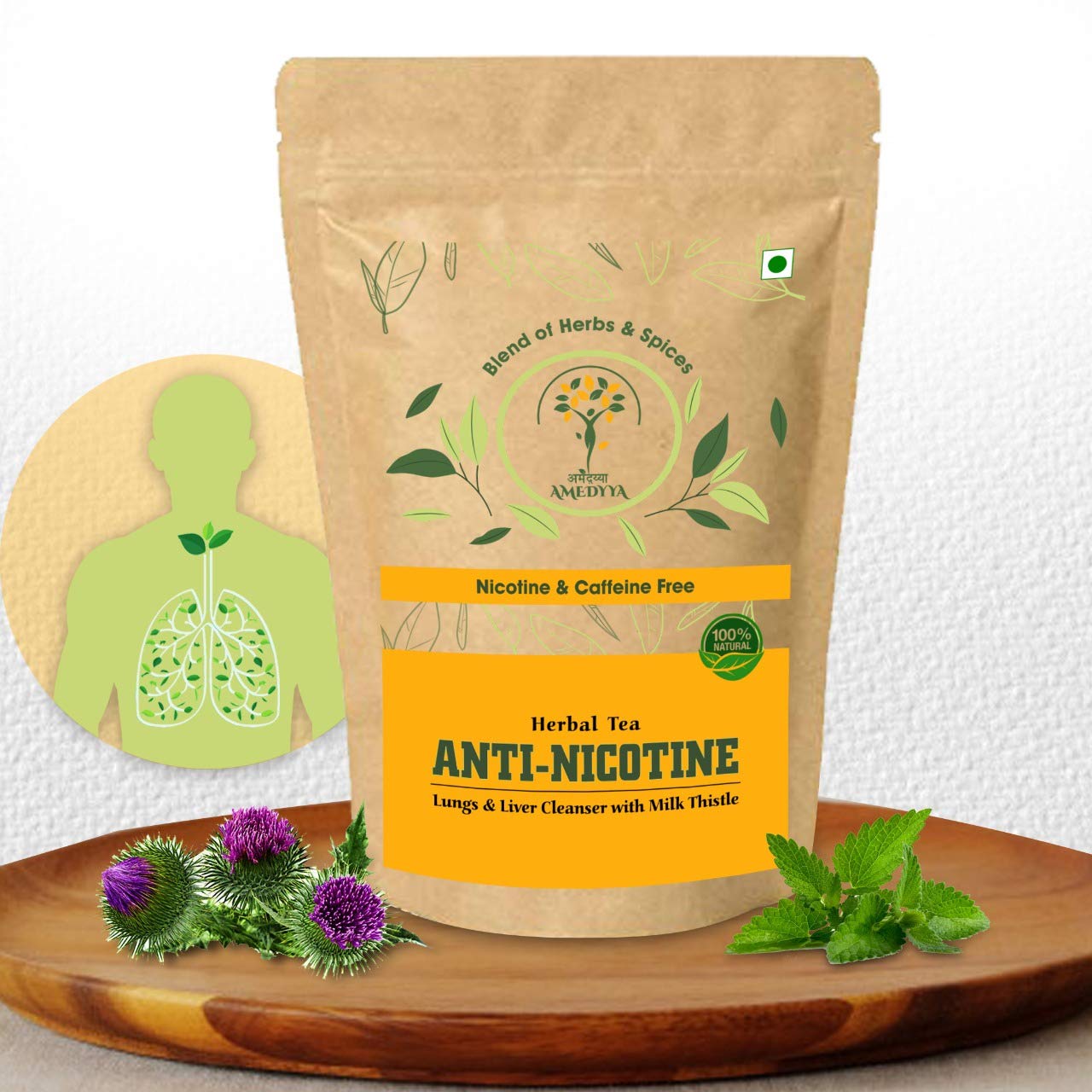 Amedyya Anti-Nicotine Herbal Tea | 100g Natural Detox Tea for Smokers | Caffeine-Free Lung & Liver Cleanser | Blend of Milk Thistle, Green T
Amedyya Anti-Nicotine Herbal Tea | 100g Natural Detox Tea for Smokers | Caffeine-Free Lung & Liver Cleanser | Blend of Milk Thistle, Green T