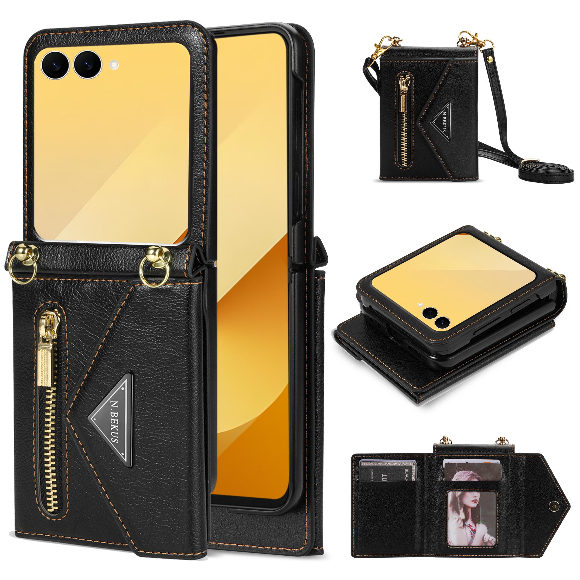 N.BEKUS For Samsung Galaxy Z Flip7 5G Case Zipper Card Holder PU+PC Phone Cover with Shoulder Strap Black
N.BEKUS For Samsung Galaxy Z Flip7 5G Case Zipper Card Holder PU+PC Phone Cover with Shoulder Strap Black