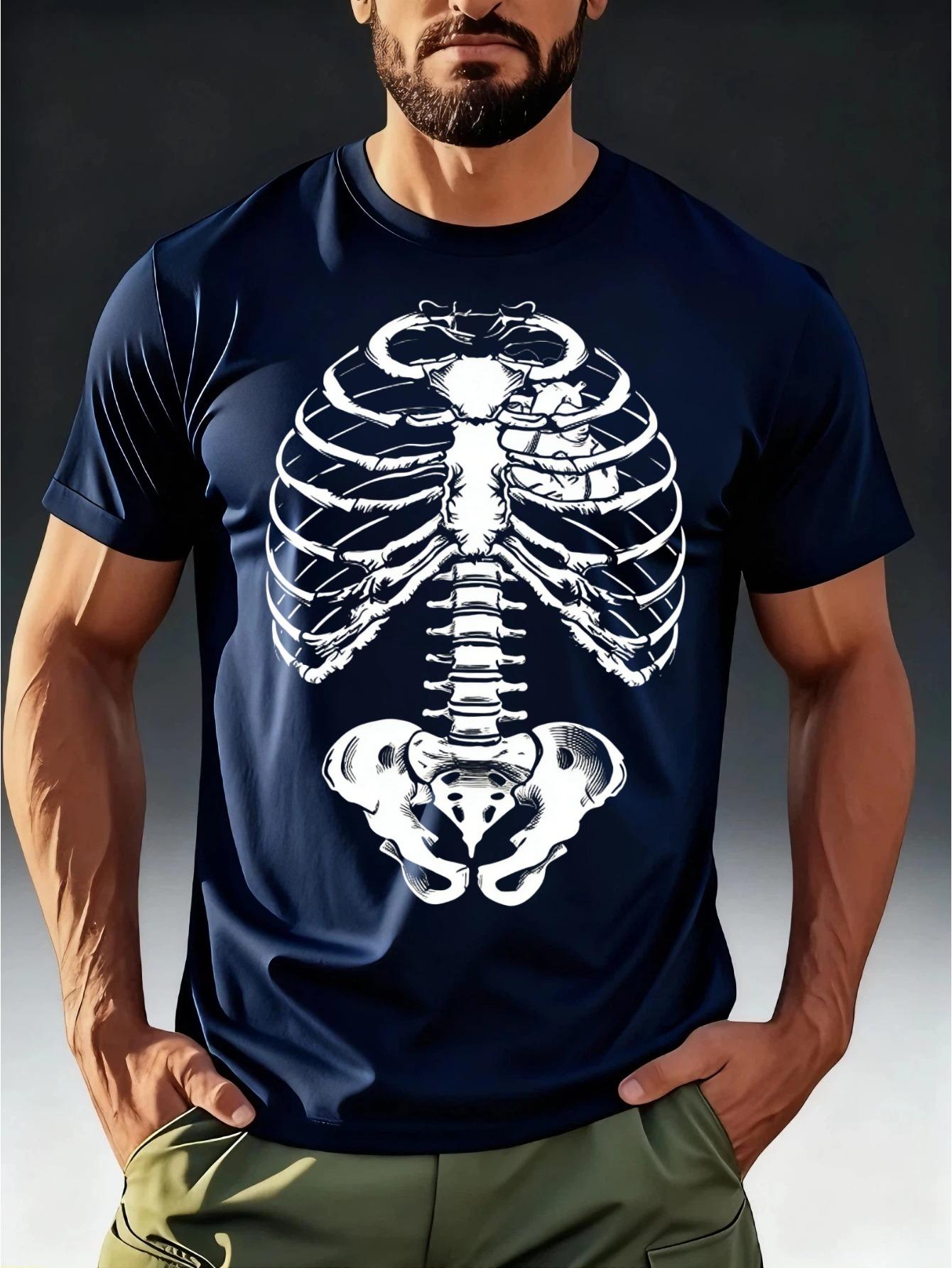 Men S Dark Street Style T-Shirt Featuring a Realistic Skeleton Print of a Skull Chest Cavity XL
Men S Dark Street Style T-Shirt Featuring a Realistic Skeleton Print of a Skull Chest Cavity XL