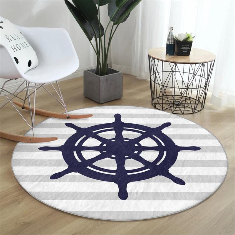 Marine Round Rug Compass Floor Carpet Wheel Non Slip Circle Rugs Sailor Anti Slip Mat Anchor Area Rugs Blue Rug for Living Room 40X40cm
Marine Round Rug Compass Floor Carpet Wheel Non Slip Circle Rugs Sailor Anti Slip Mat Anchor Area Rugs Blue Rug for Living Room 40X40cm