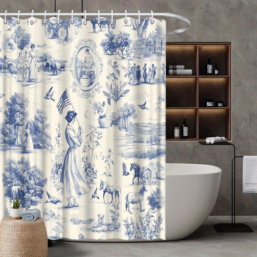 Vintage Americana Shower Curtain, 19Th Century Folk Art With Woman & Flag, Farm Animals, Horse-Drawn Carriage, Historical Charm W60H190(CM)-1 Pcs
Vintage Americana Shower Curtain, 19Th Century Folk Art With Woman & Flag, Farm Animals, Horse-Drawn Carriage, Historical Charm W60H190(CM)-1 Pcs