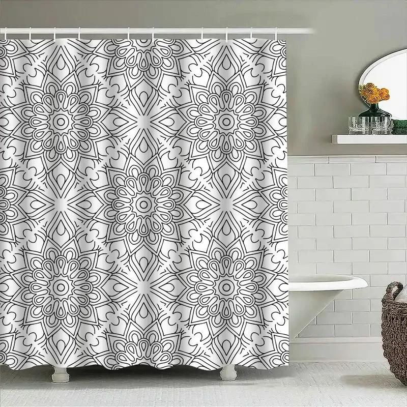 Vintage Bath Mat Boho Floral Rug for Bathroom Decor Non-Slip Floor Mats White Black Design Shower Curtain Set with Rods W90xH180cm
Vintage Bath Mat Boho Floral Rug for Bathroom Decor Non-Slip Floor Mats White Black Design Shower Curtain Set with Rods W90xH180cm