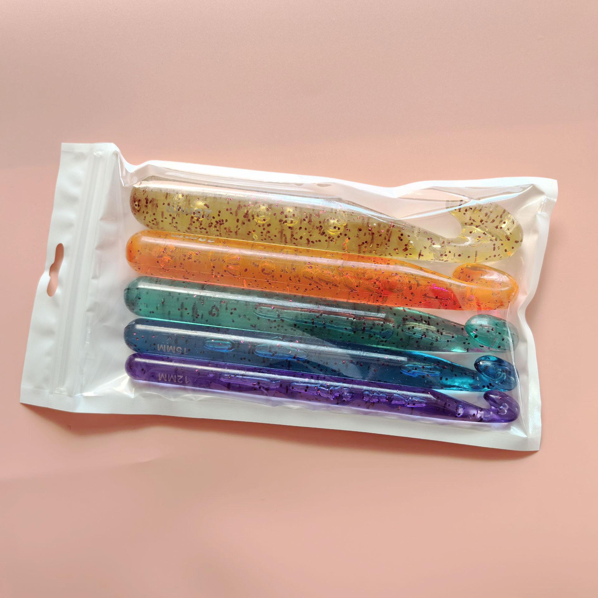 ABS Plastic Glitter Crochet Hooks Set, 12-25mm Transparent Colorful Crystal Crochet Needles for Yarn Knitting and DIY Craft
ABS Plastic Glitter Crochet Hooks Set, 12-25mm Transparent Colorful Crystal Crochet Needles for Yarn Knitting and DIY Craft