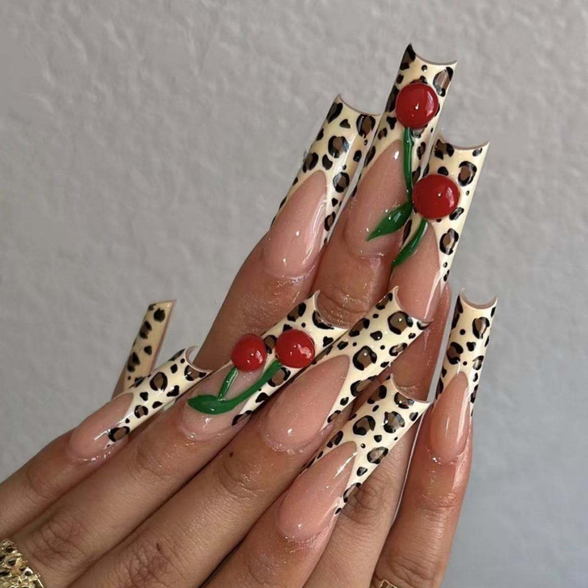 Minimalist French & Leopard Print Press-On Nails - 24-Piece Set featuring Cherry Nail Art in White
Minimalist French & Leopard Print Press-On Nails - 24-Piece Set featuring Cherry Nail Art in White