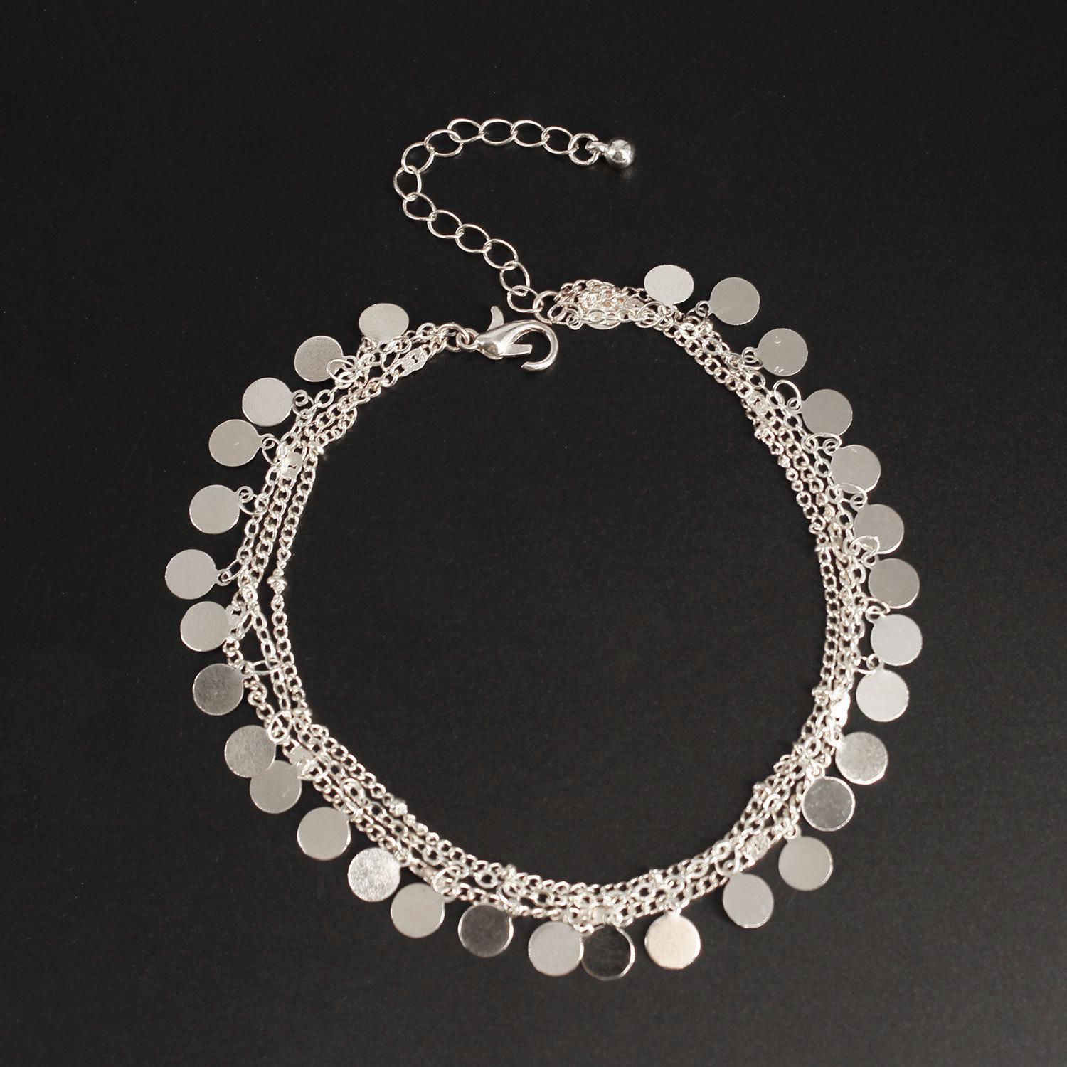 New popular beach anklet, metal sequined foot decoration three-piece multi-layer anklet срібний
New popular beach anklet, metal sequined foot decoration three-piece multi-layer anklet срібний