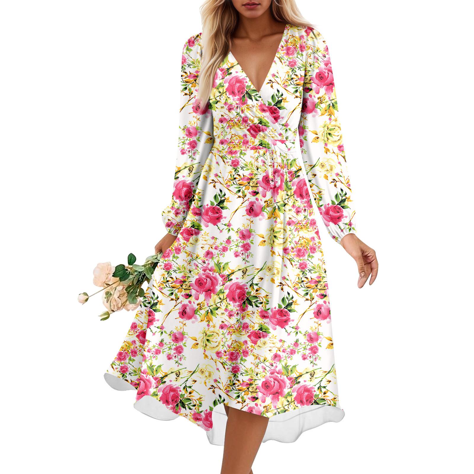 Женское летнее свободное платье с V-образным вырезом, Элегантное платье XL
Женское летнее свободное платье с V-образным вырезом, Элегантное платье XL