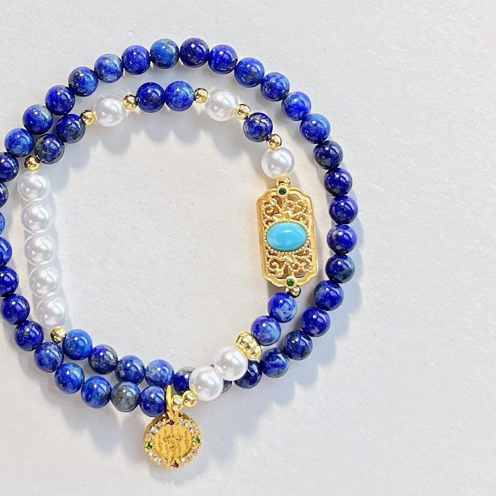 High Quality Natural Lapis Lazuli Artificial Crystal Pearl Multi-Circle Bracelet Bracelet.
High Quality Natural Lapis Lazuli Artificial Crystal Pearl Multi-Circle Bracelet Bracelet.