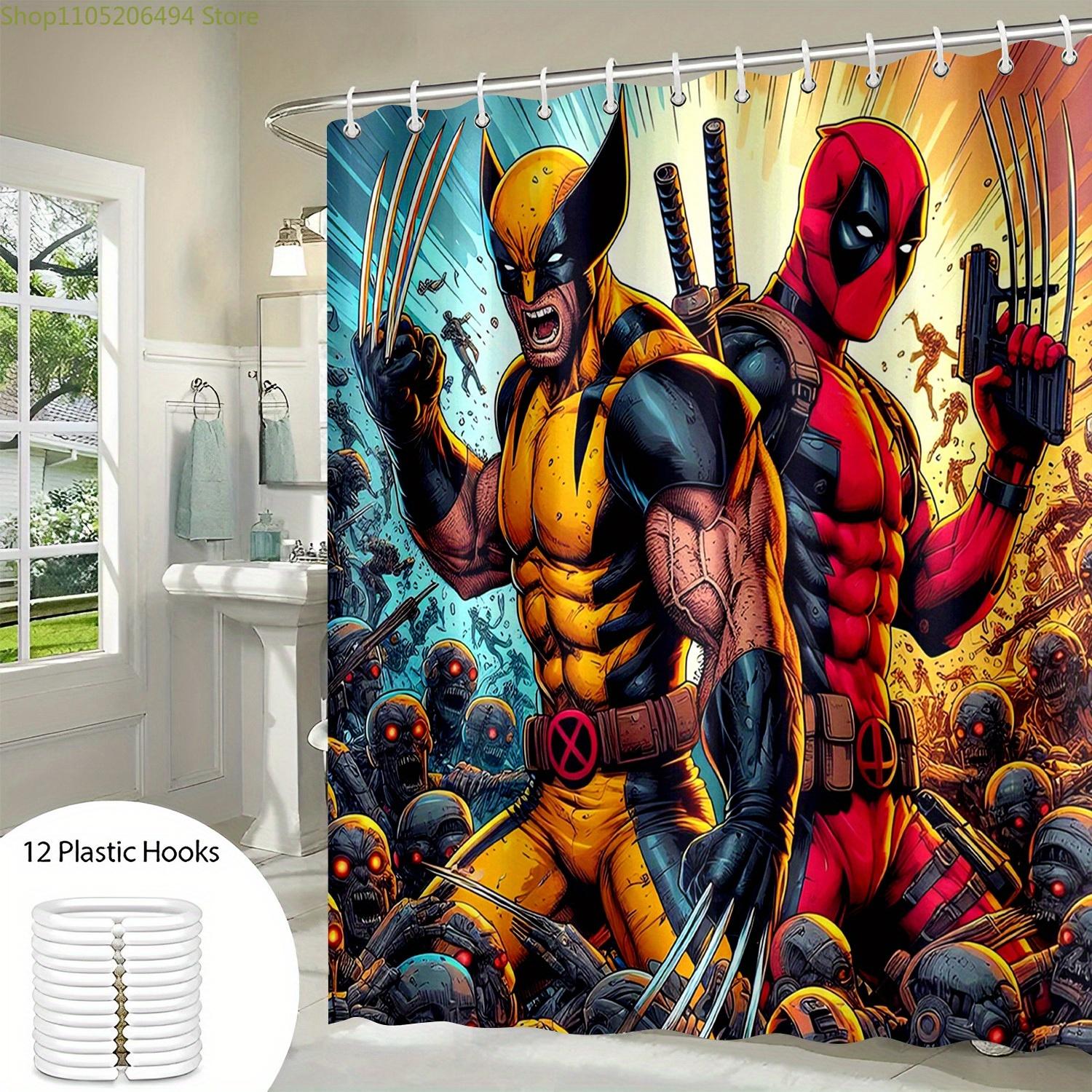 1pc MARVEL Deadpool & Wolverine Shower Curtain with Hooks - Polyester Fabric, Vibrant Superhero Print, Bold Graphic Design for 150x180cm
1pc MARVEL Deadpool & Wolverine Shower Curtain with Hooks - Polyester Fabric, Vibrant Superhero Print, Bold Graphic Design for 150x180cm