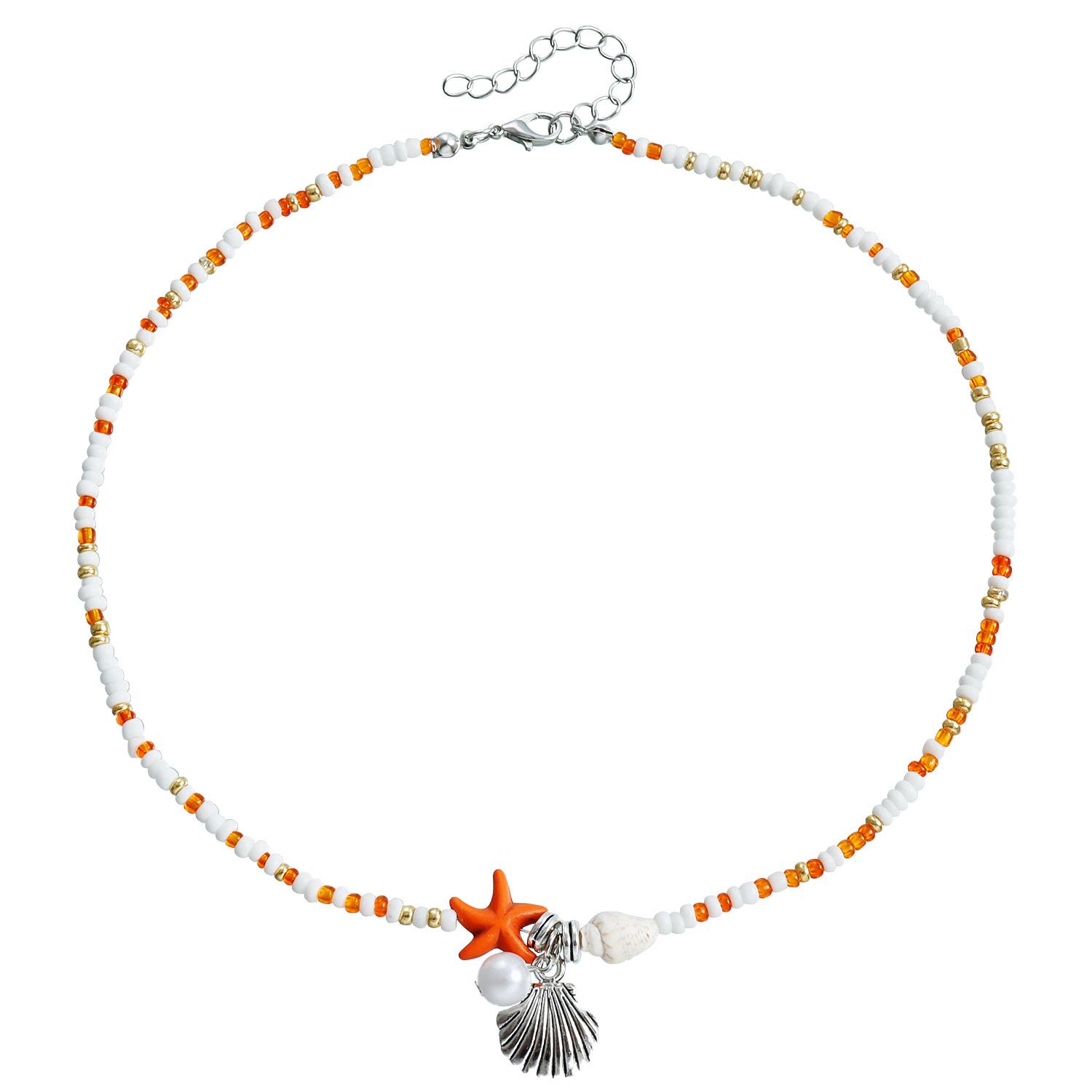 Ожерелье в стиле бохо с морской звездой, женское, ветряное, креативное, с бисером, ракушкой, ключичная цепочка, персонализированная цепочка на шею