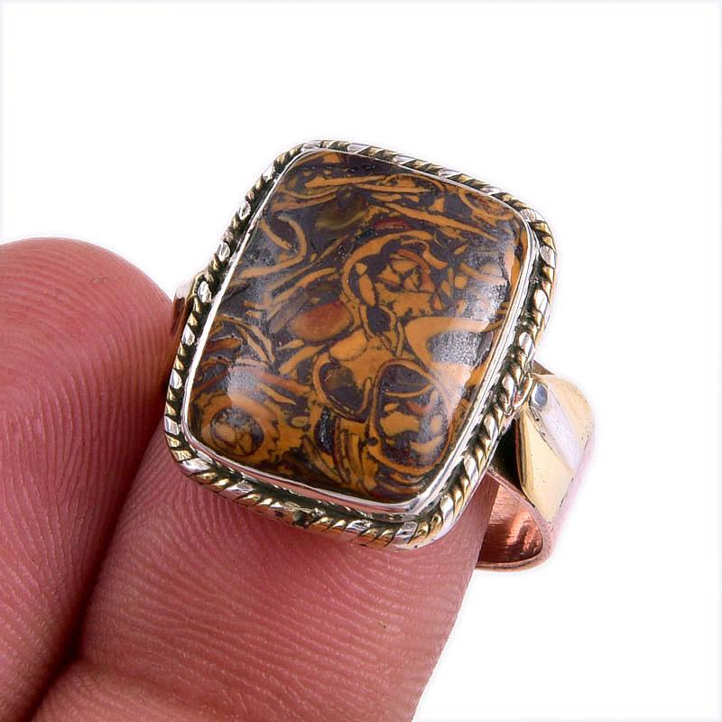 Natural Maryam Jasper Gemstone Two Tone 925 Sterling Silver Gift Ring S.9 u3b57
Natural Maryam Jasper Gemstone Two Tone 925 Sterling Silver Gift Ring S.9 u3b57